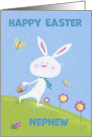 Nephew Happy Easter White Bunny and Butterflies card