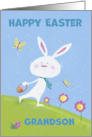 Grandson Happy Easter White Bunny and Butterflies card