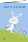 Happy Easter White Bunny and Butterflies card