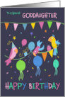 Goddaughter Happy Birthday Party Parrots card