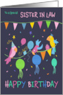 Sister in Law Happy Birthday Party Parrots card