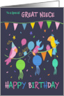 Great Niece Happy Birthday Party Parrots card