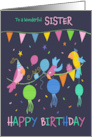 Sister Happy Birthday Party Parrots card