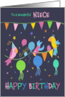 Niece Happy Birthday Party Parrots card