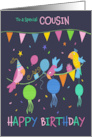 Cousin Happy Birthday Party Parrots card