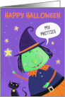 Happy Halloween My Pretties Witch and Cat card