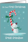 Great Grandson First Christmas Snowman Candy Cane card