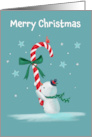 Merry Christmas Snowman Candy Cane card