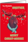 Brother Merry Christ Moose Pun Red card