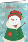 Christmas Gift Card Money Wallet Cute Girl Snowman card