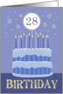 28th Birthday Cake Male Candles and Stars Distressed Text card