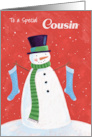 Cousin Christmas Snowman with Stockings card