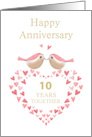 10th Wedding Anniversary Love Heart Birds card