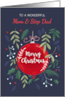 Mom and Step Dad Christmas Red Ornament Berries card