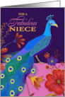 Fabulous Niece Birthday Peacock card