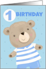 1st Birthday Cute Boy Bear card