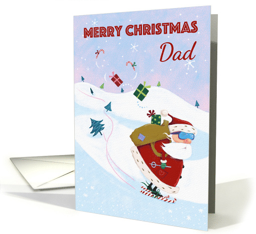 For Dad Father Christmas Santa Claus Skiing card (1547804)