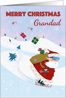 For Grandad Christmas Santa Claus Skiing card