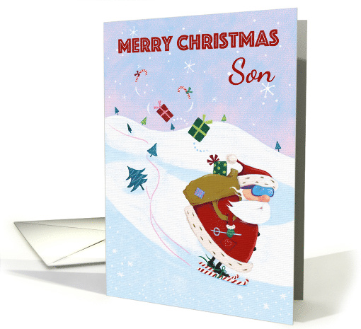 For Son Christmas Santa Claus Skiing card (1547808)