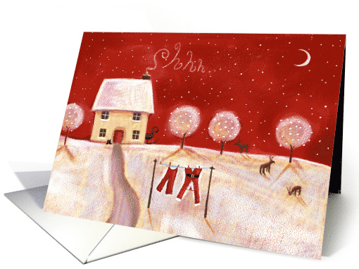 Santa's Resting Christmas House with Red Night Sky card (1547868)