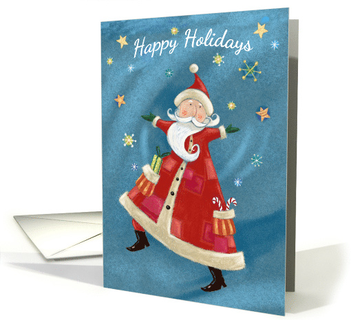 Happy Holidays Joyful Christmas Santa Claus with Stars card (1547908)