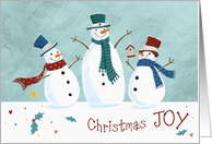 Christmas Joy Holiday Snowmen with Fun Hats and Winter Scarves card