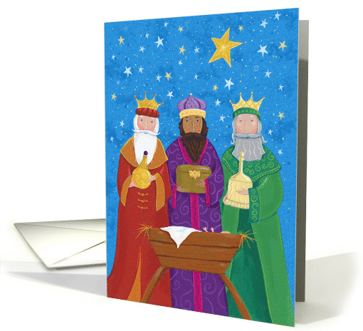 Three Kings With Gifts Over Manger Christmas card (1548692)