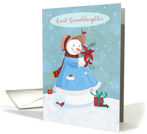 Great Granddaughter Christmas Snowman Poinsettia card (1550902)