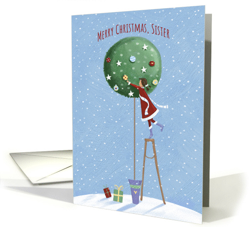 Merry Christmas Sister Girl Topiary Tree card (1552014)