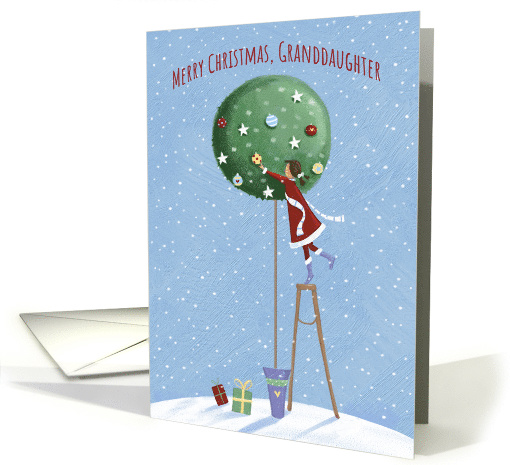 Merry Christmas Granddaughter Girl Topiary Tree card (1552016)
