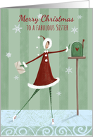 Fabulous Christmas Sister, Modern Girl Mailbox card