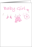 New Baby Girl Clothes Line card