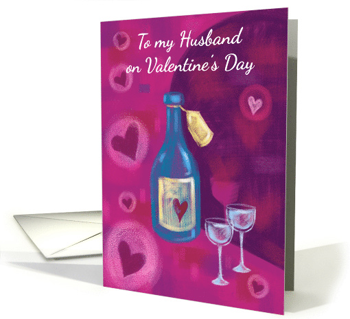 To my Husband on Valentine's Day Bottle hearts card (1553526)