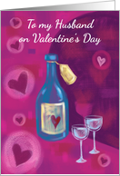 To my Husband on Valentine’s Day Bottle hearts card