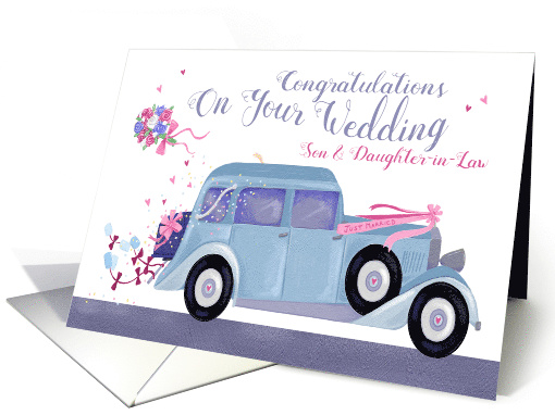 Congratulations on your Wedding Son & Daughter-in-law Vintage Car card