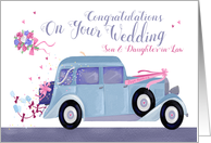 Congratulations on your Wedding Son & Daughter-in-law Vintage Car card