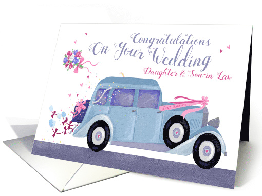 Congratulations on your Wedding Daughter & Son-in-law Vintage Car card
