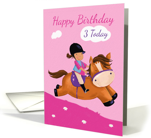 Happy Birthday 3 Today Horse Riding Girl card (1558284)