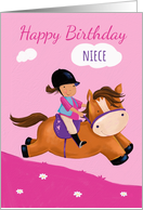 Happy Birthday Niece Horse Riding Girl card
