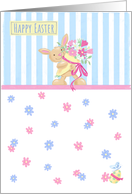Happy Easter Bunny Flowers Stripes card
