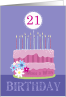 21 Birthday Cake with Candles card