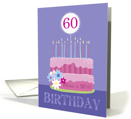 60th Birthday Cake with Candles card (1558792)