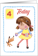 4th Birthday Girl with Dog card
