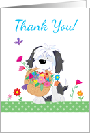 Thank You Cute Dog with Flowers card
