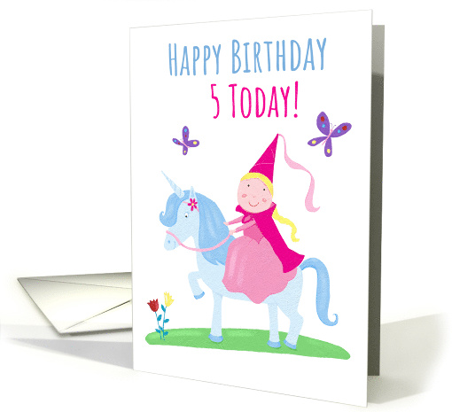 Happy Birthday 5 Today Princess Unicorn Girl card (1571866)