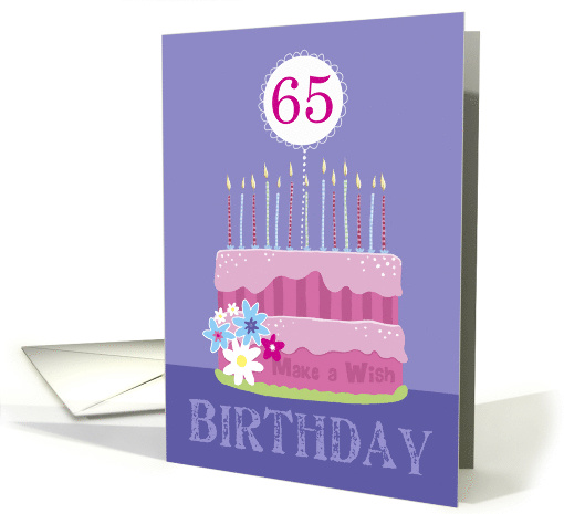 65th Birthday Cake with Candles card (1572222)