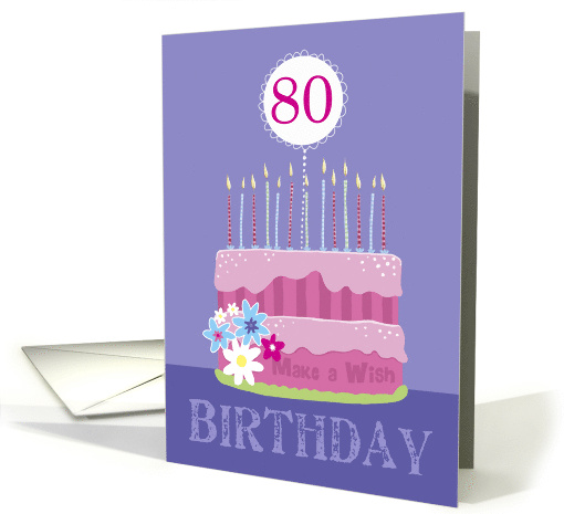 80th Birthday Cake with Candles card (1572226)