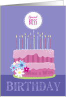 Special Boss Birthday Cake with Candles card
