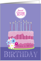 Special Sister Birthday Cake with Candles card