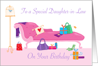 To a Special Daughter-in-Law Birthday Gifts Pink Chaise Longue card